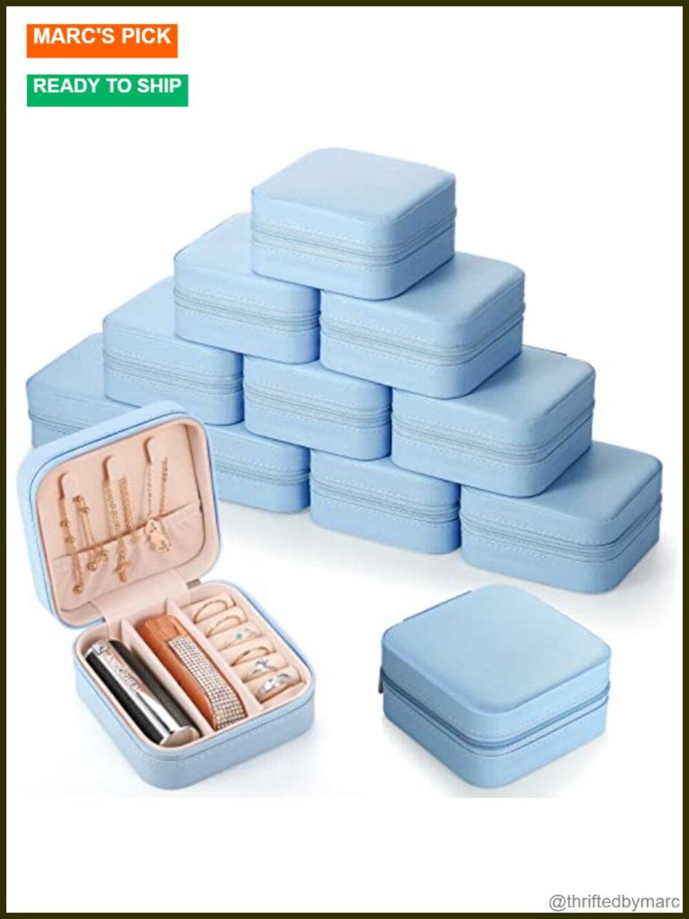 Portable PU Leather Travel Jewelry Case Set with Removable Partitions